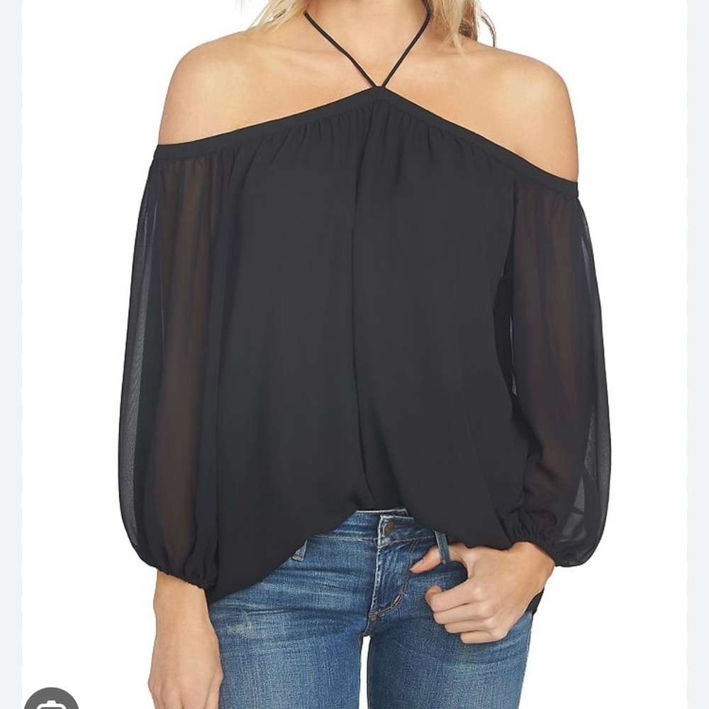 1 STATE XS Cold Shoulder Blouse—Black